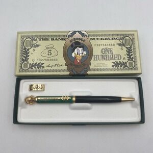 Vintage Colibri Disney Scrooge McDuck Ballpoint Pen Gold Trim Collectible in Box